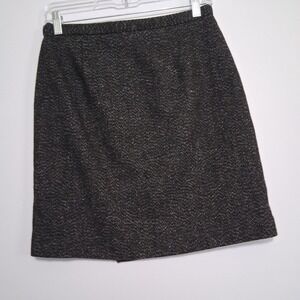 Banana Republic Womens Skirt Size 0 Wool Blend Wrap Black White Speckled E9‎